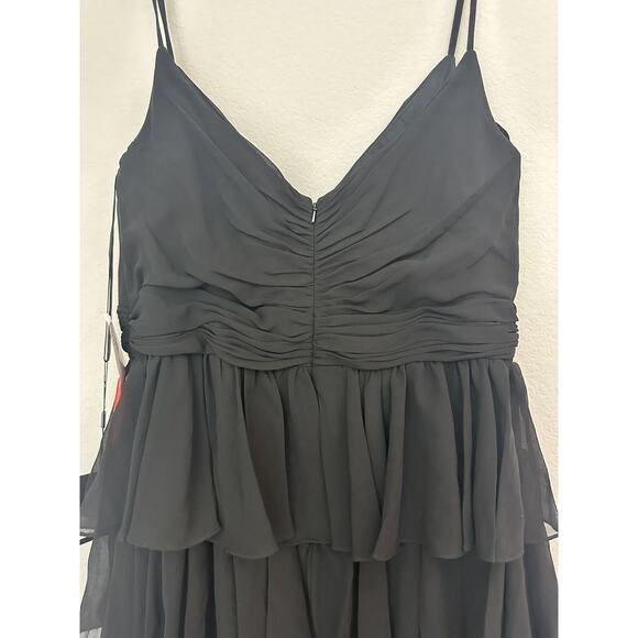 NWT Mac Duggal Black Sleeveless V-Neck Ruffle Tiered Dress 55416 Size 14 - Picture 7 of 10